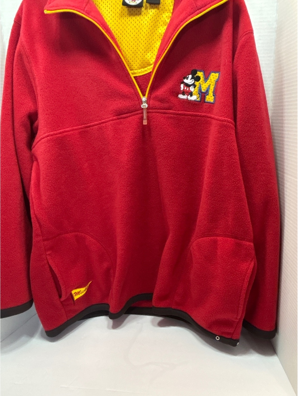 Mickey & Co red fleece quarter-zip pullover